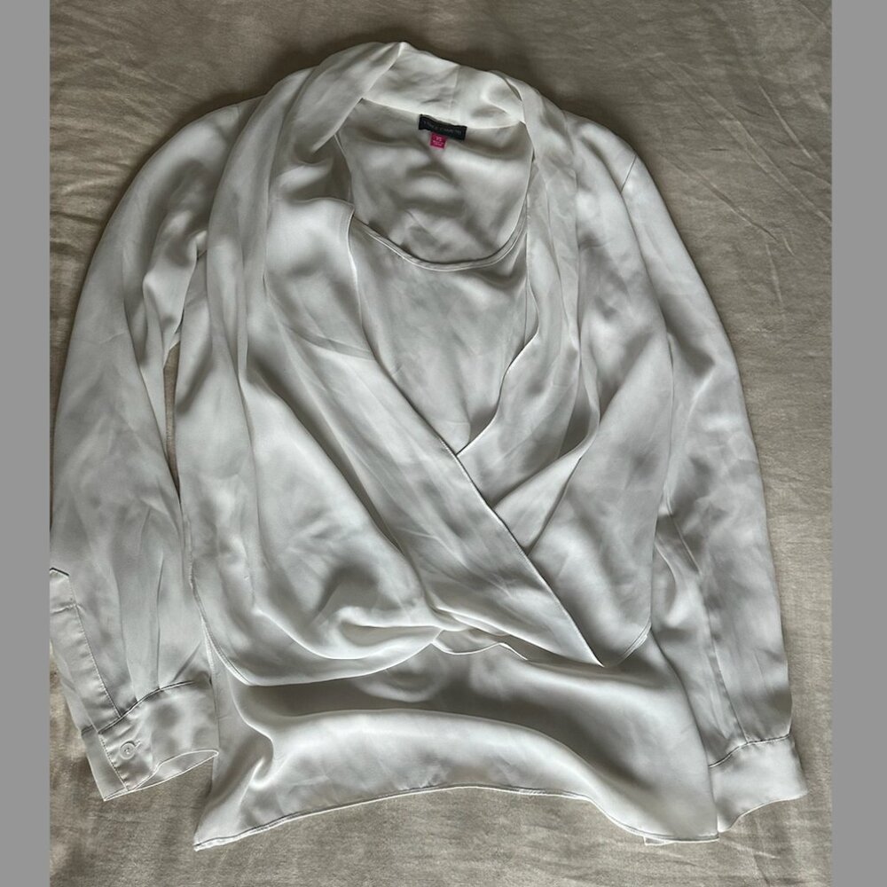 Vince Camuto V-Neck Overlap Long Sleeve Blouse